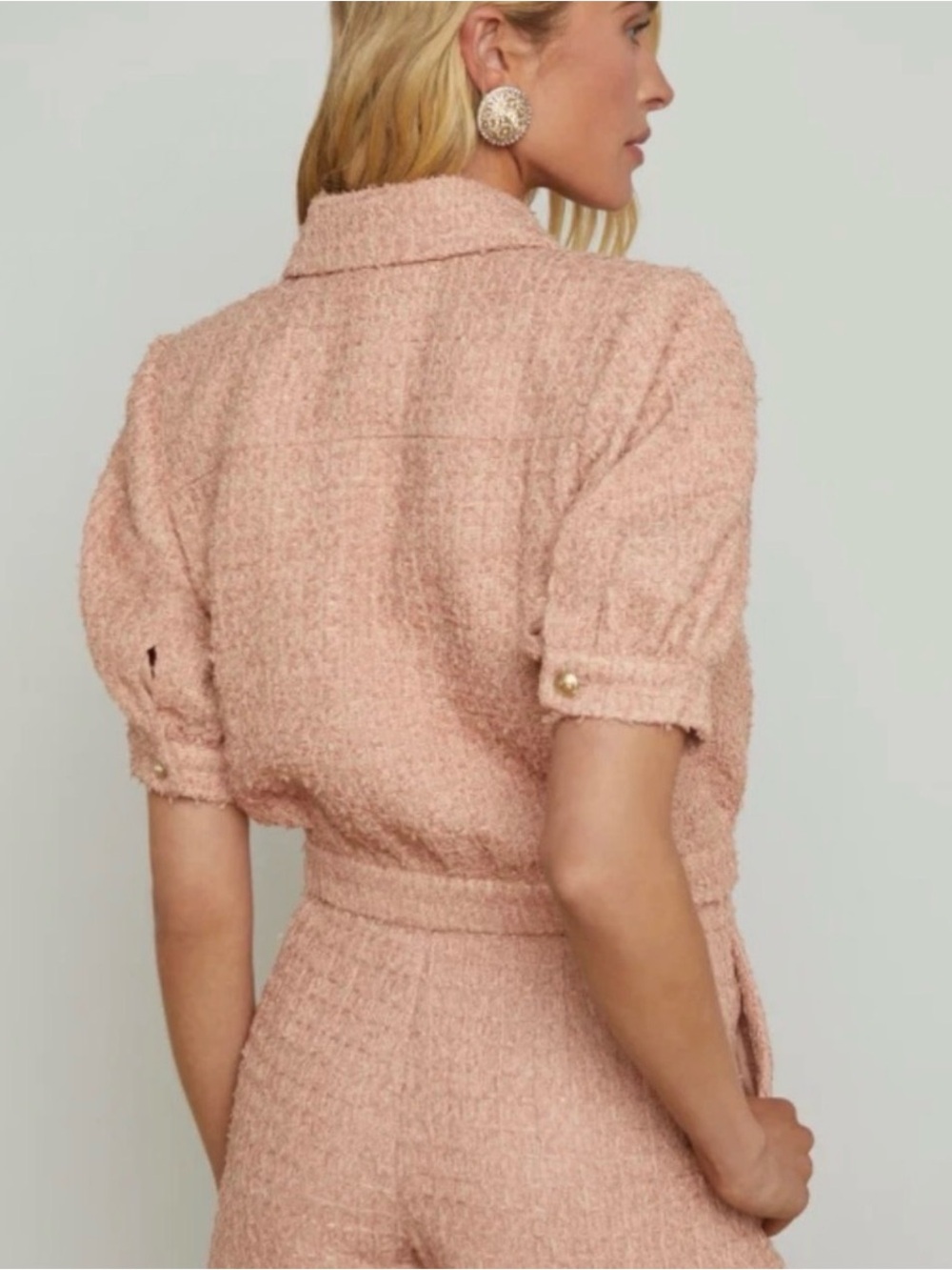 L'Agence Cove Dusty Rose Tweed Cropped Jacket NWT - Picture 4 of 8